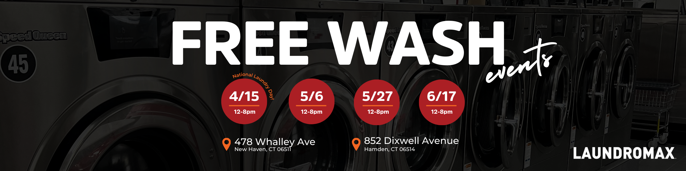 Free Wash Event CT - 1200x300-4 Free Wash Event CT 2025 at Dixwell and Whalley Laundromax